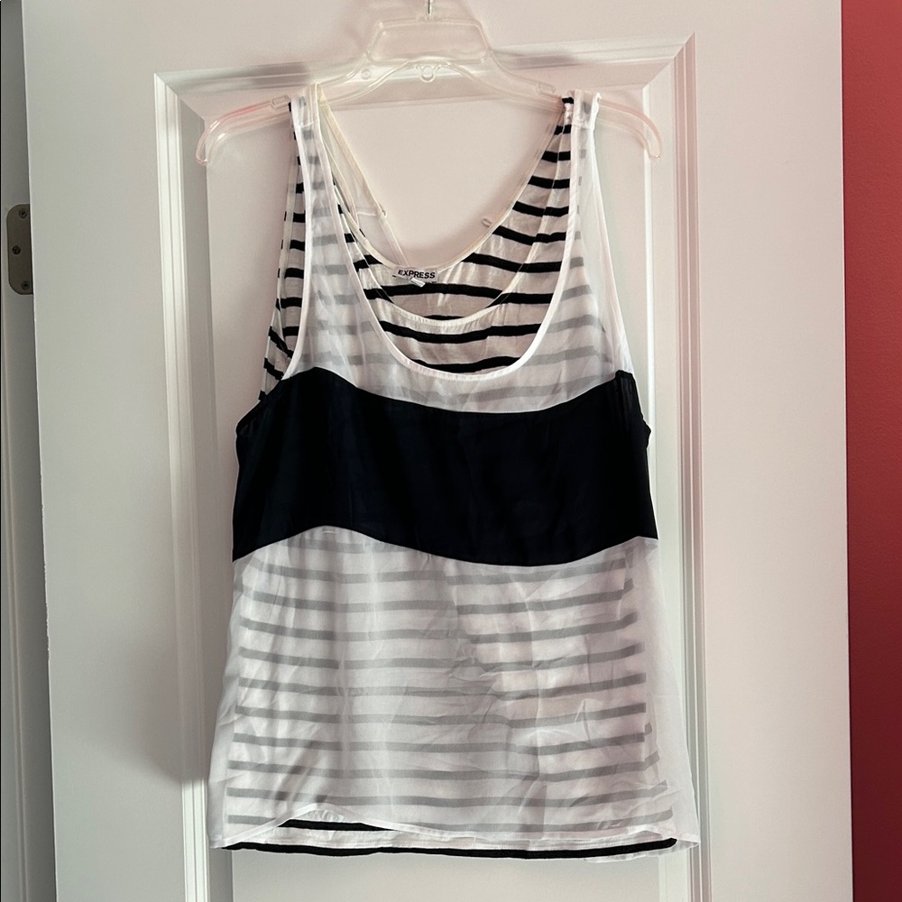 Express Striped Black and White Tank Top